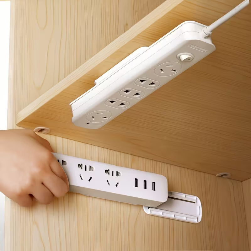 Set of 5 Plastic Wall-Mounted Power Strip Organizers - No Drilling Required