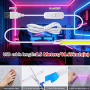 Indoor LED Lamp with Push-Button Switch, USB LED Light Strip for Living Room