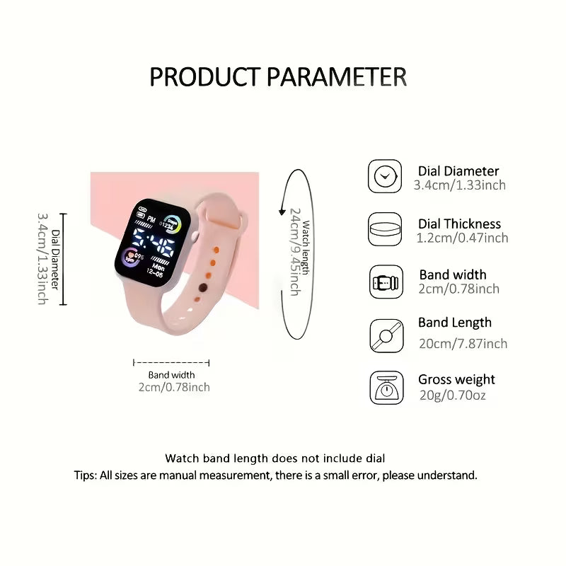 6-piece Set of Stylish and Trendy Exquisite Pink Electronic Watch