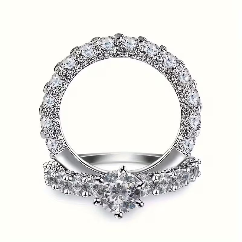 2pcs Fashionable Exquisite Luxury Romantic Engagement and Wedding Rings