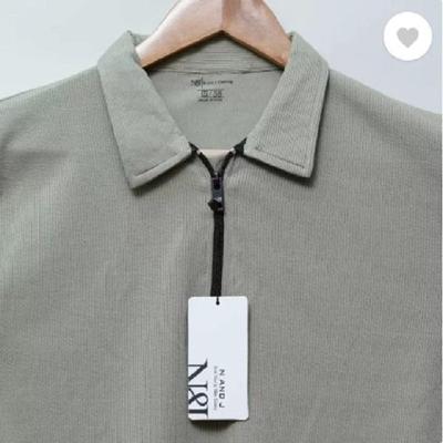 Men's Cotton Plain Polo T-Shirt Grey Round Neck Casual Soft Comfortable Tee