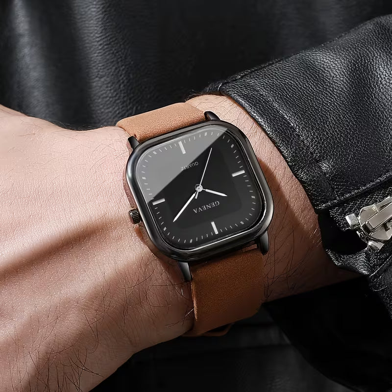 Men'S Watch Fashion Easy Square Dial Trendy Business Watch