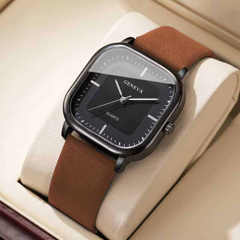 Men'S Watch Fashion Easy Square Dial Trendy Business Watch
