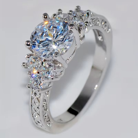 Exquisite Fashion Silvery Color Engagement Rings for Women Fashion White Ring