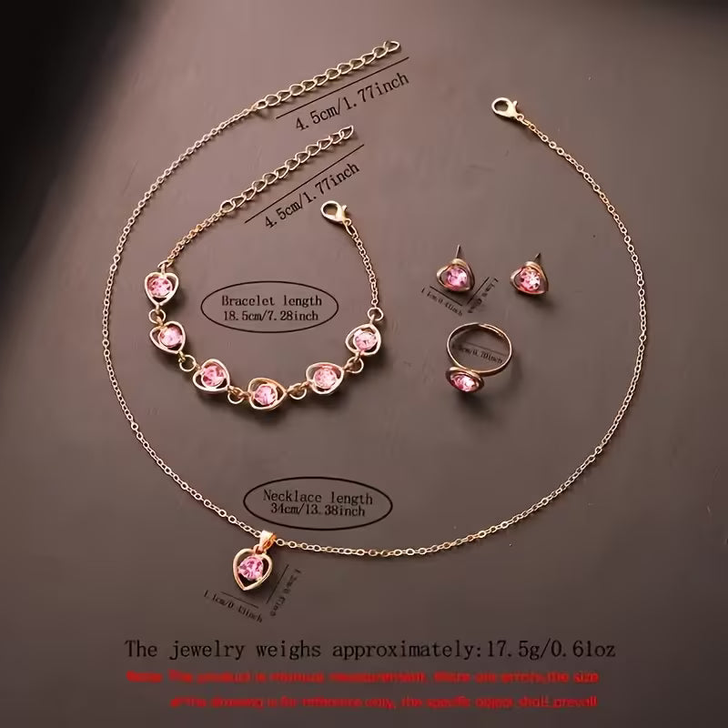 6-piece Set of Stylish and Trendy Exquisite Pink Electronic Watch