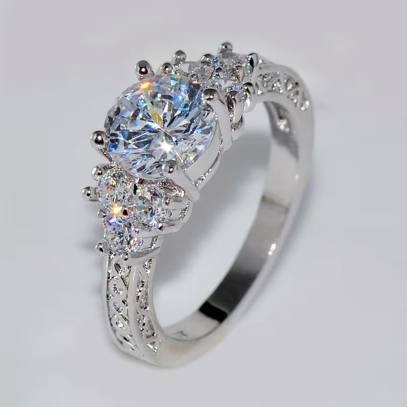 Exquisite Fashion Silvery Color Engagement Rings for Women Fashion White Ring