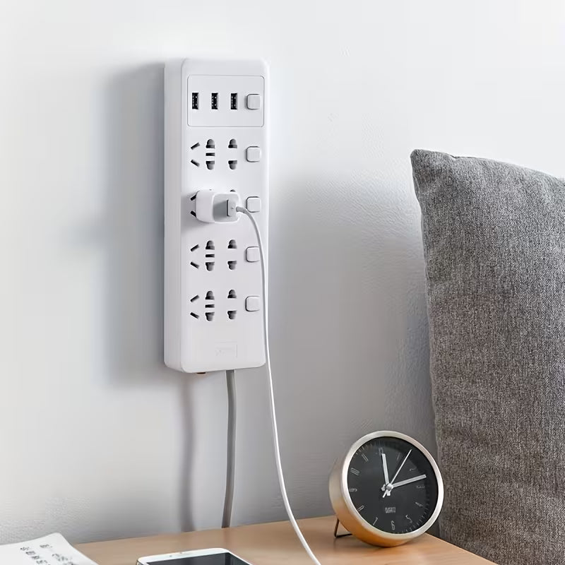 Set of 5 Plastic Wall-Mounted Power Strip Organizers - No Drilling Required
