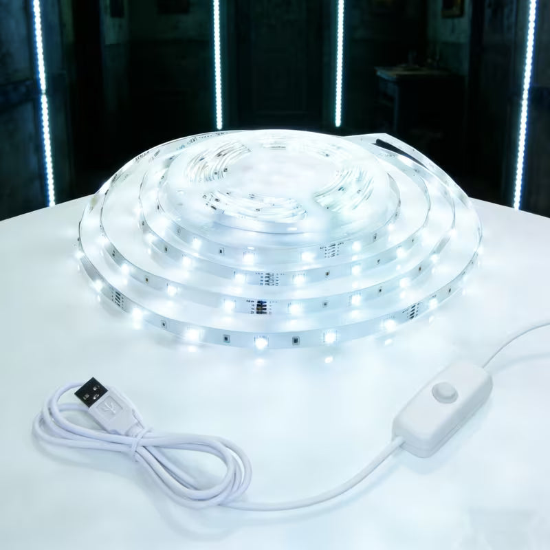 Indoor LED Lamp with Push-Button Switch, USB LED Light Strip for Living Room
