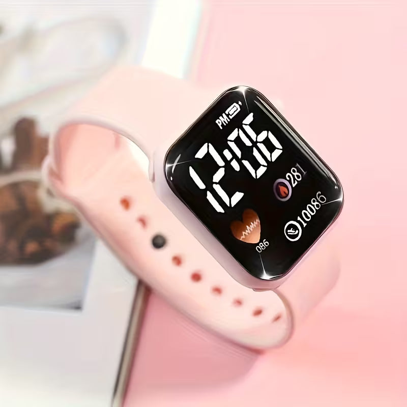 6-piece Set of Stylish and Trendy Exquisite Pink Electronic Watch