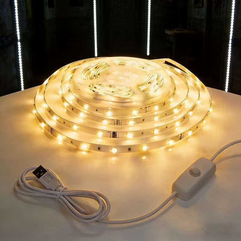 Indoor LED Lamp with Push-Button Switch, USB LED Light Strip for Living Room