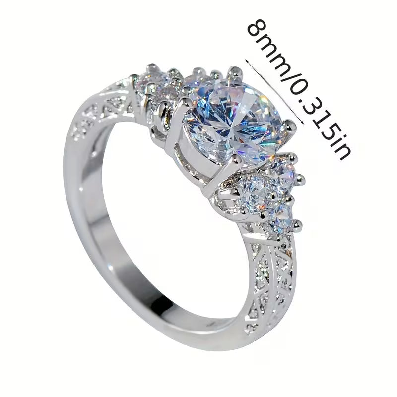 Exquisite Fashion Silvery Color Engagement Rings for Women Fashion White Ring